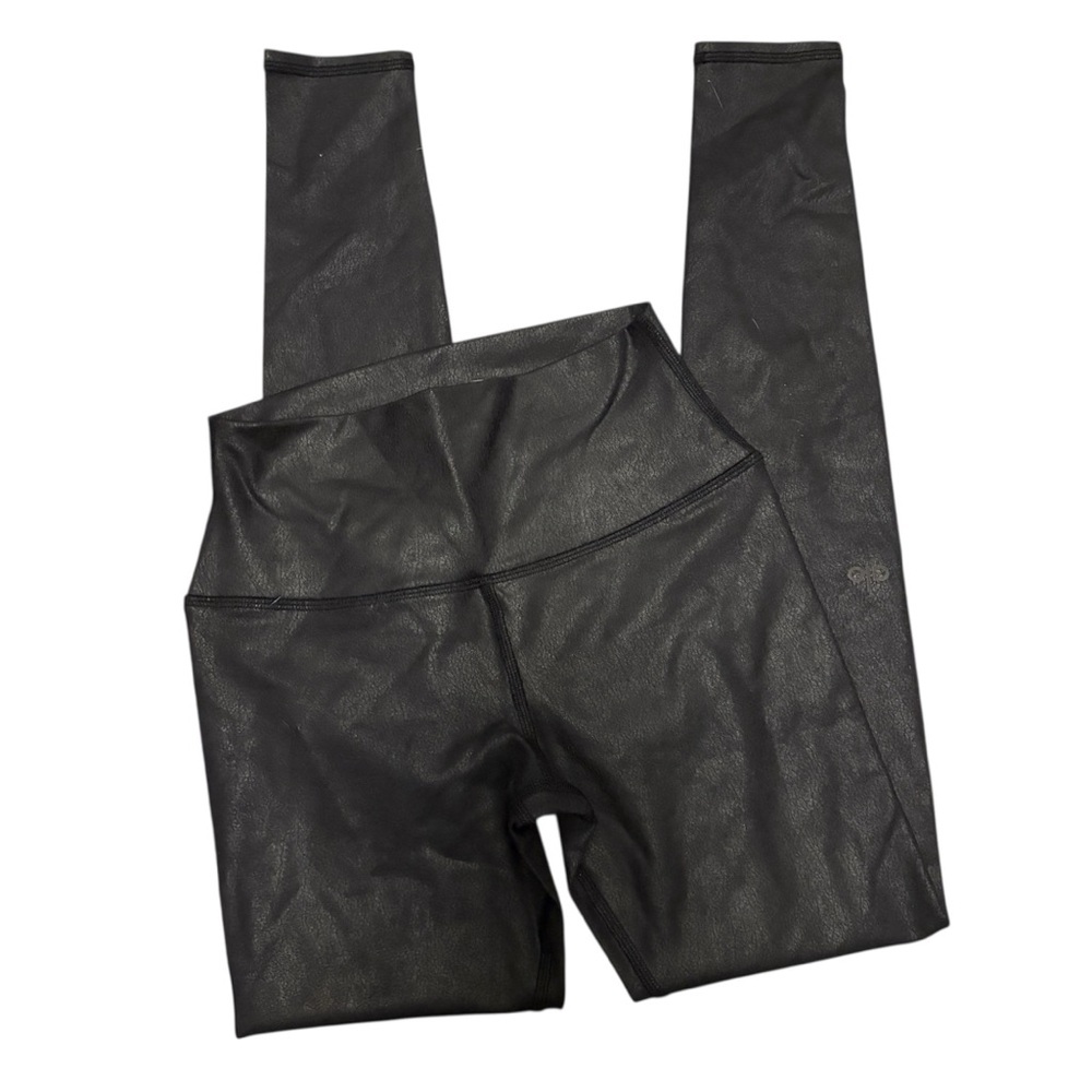 Alo Yoga High Waist Airbrush Legging Crackled Performance Leather Black